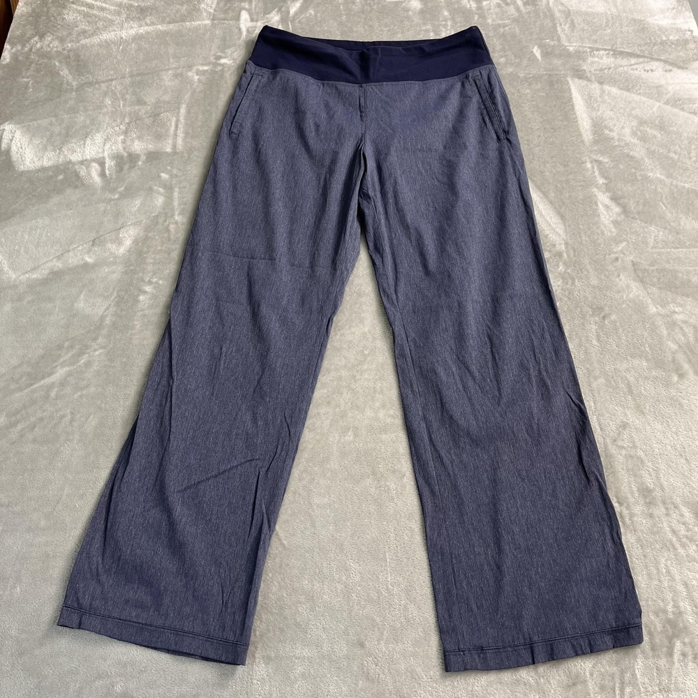 Lucy Pants Womens Medium Blue Relaxed Straight Leg Elastic Waist Track Yoga